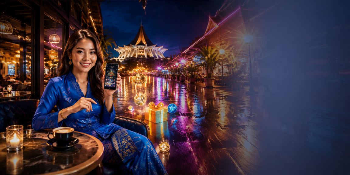 Pengguna Sarawak bermain casino mudah alih dengan baju kurung
